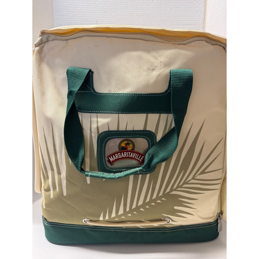 Margaritaville Padded Carrying Case Palm Leaf Green Cream Beach Tote